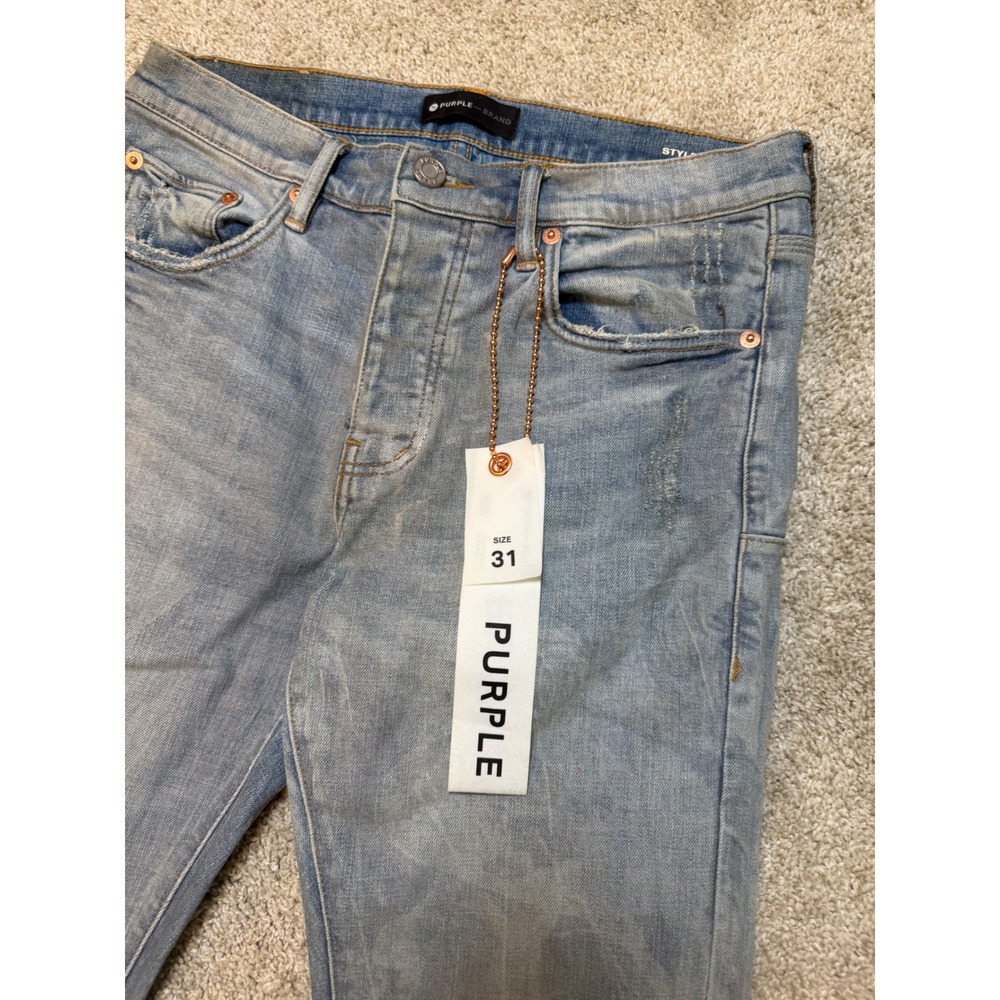 Purple Brand Iridescent Pearl Skinny Jeans Indigo Size 31 - Picture 3 of 7